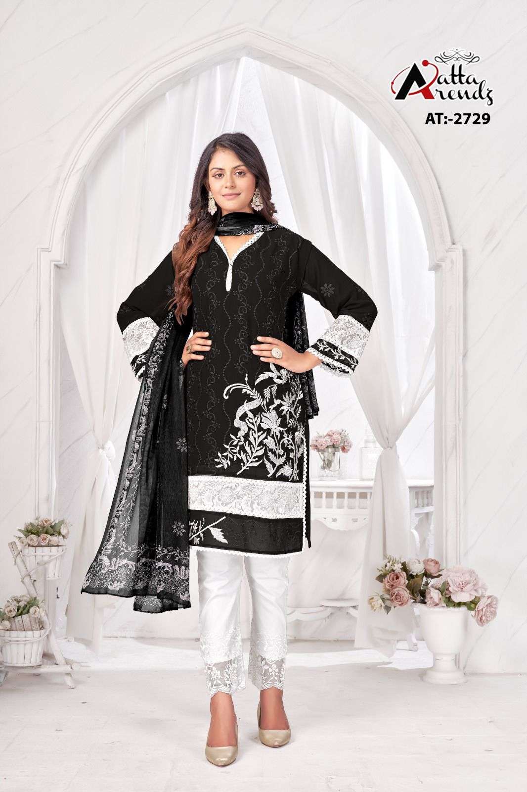 Atta Trendz 2729 Colours By Atta Trendz 2729-A To 2729-B Series Designer Pakistani Suits Beautiful Stylish Fancy Colorful Party Wear & Occasional Wear Pure Georgette Dresses At Wholesale Price