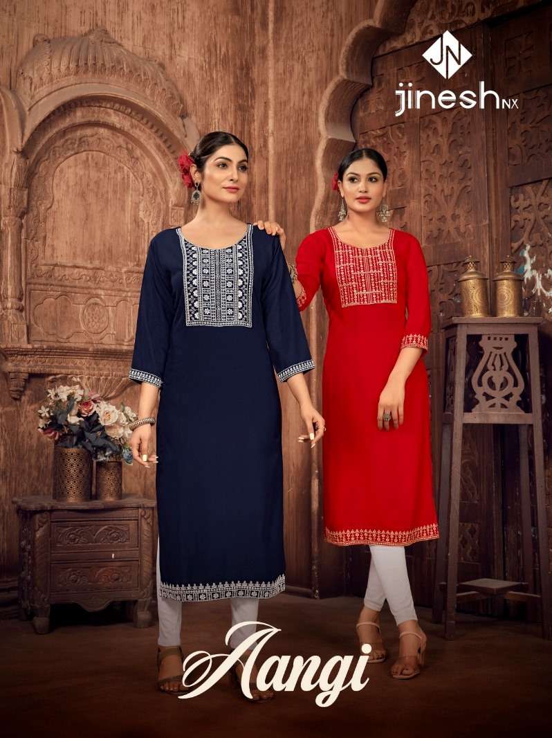 Aangi By Jinesh Nx 1001 To 1006 Series Designer Stylish Fancy Colorful Beautiful Party Wear & Ethnic Wear Collection Rayon Print Kurtis At Wholesale Price