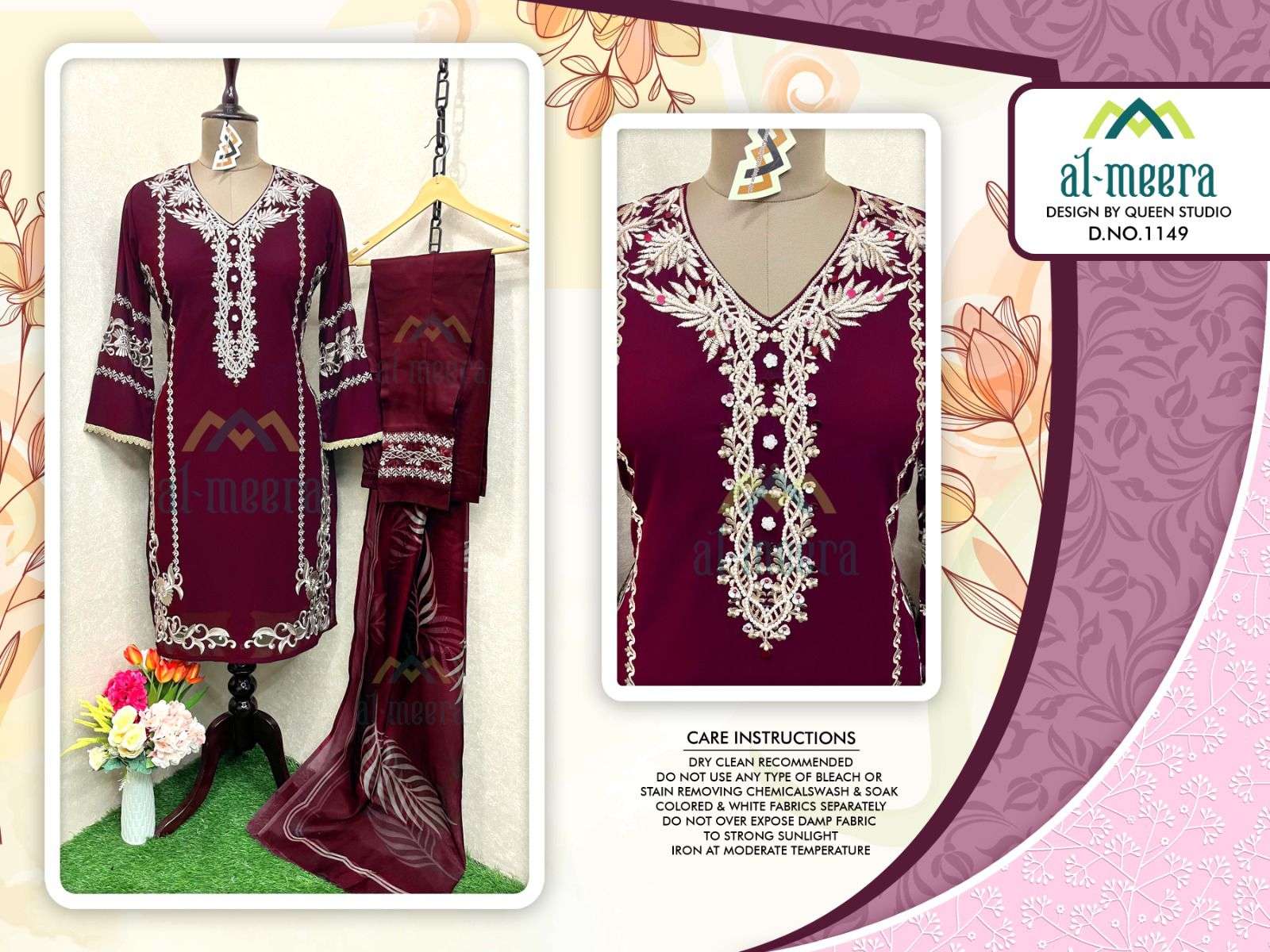 Al-Meera Hit Design 1149 Colours Vol-3 By Al-Meera 1149-J To 1149-L Series Beautiful Pakistani Suits Colorful Stylish Fancy Casual Wear & Ethnic Wear Faux Georgette Dresses At Wholesale Price
