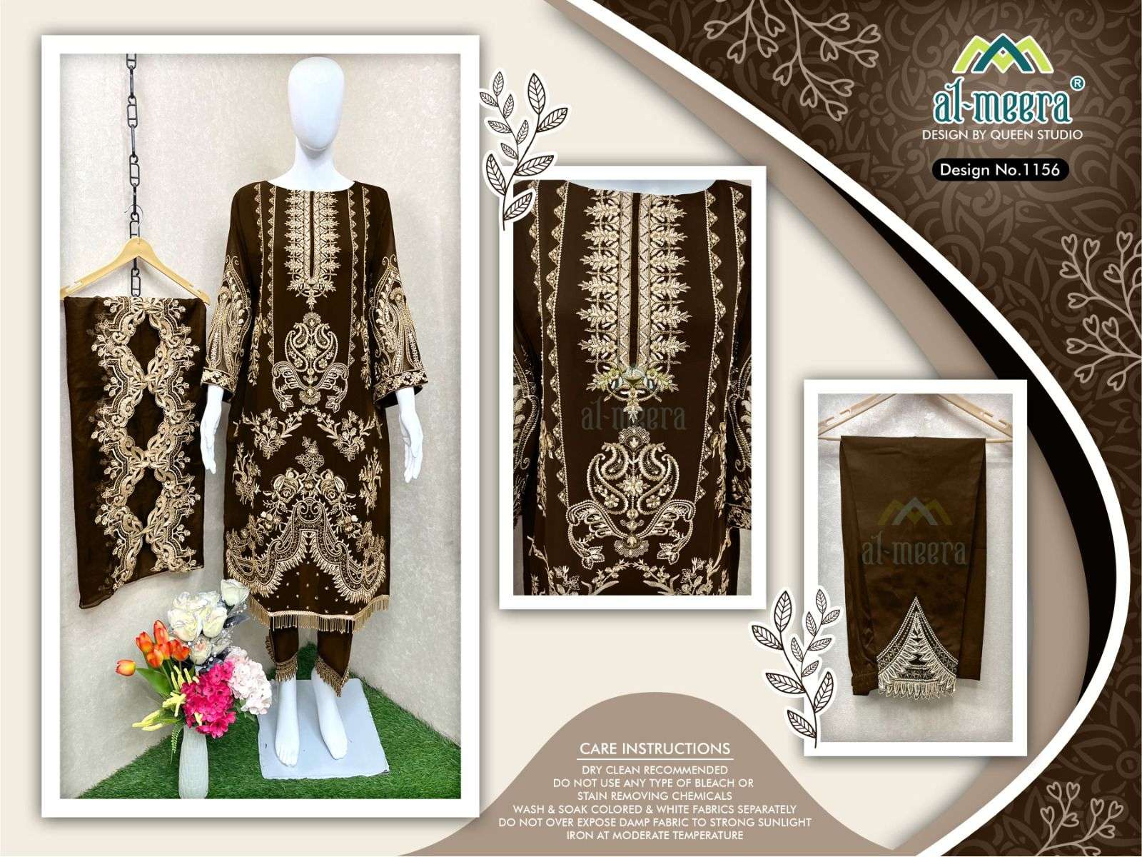 Al-Meera Hit Design 1156 Colours Vol-2 By Al-Meera 1156-E To 1156-H Series Beautiful Suits Stylish Colorful Fancy Casual Wear & Ethnic Wear Faux Georgette Embroidered Dresses At Wholesale Price
