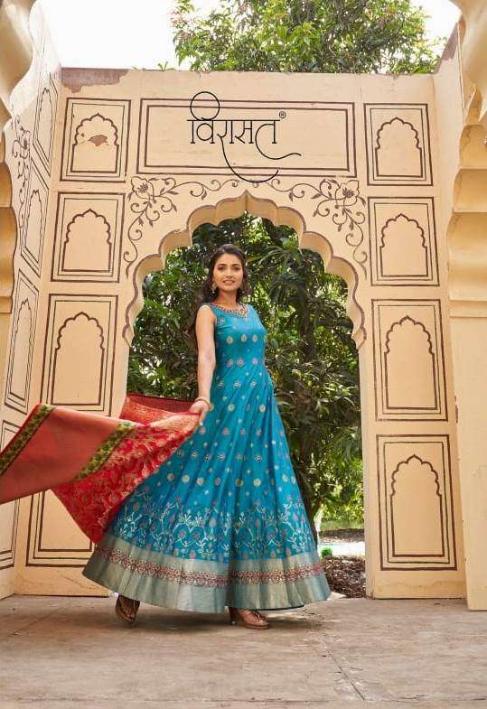 Banarasiya Vol-2 By Virasat 1006 To 1011 Series Designer Stylish Fancy Colorful Beautiful Party Wear & Ethnic Wear Collection Jacquard Gowns With Dupatta At Wholesale Price