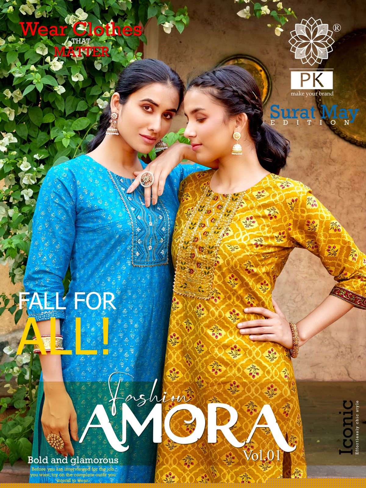 Fashion Amora Vol-1 By PK 1001 To 1012 Series Designer Stylish Fancy Colorful Beautiful Party Wear & Ethnic Wear Collection Cotton Print Kurtis With Bottom At Wholesale Price