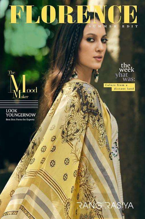 Florence By Rang Rasiya 501 To 508 Series Beautiful Stylish Festive Suits Fancy Colorful Casual Wear & Ethnic Wear & Ready To Wear Pure Lawn Cotton Dresses At Wholesale Price