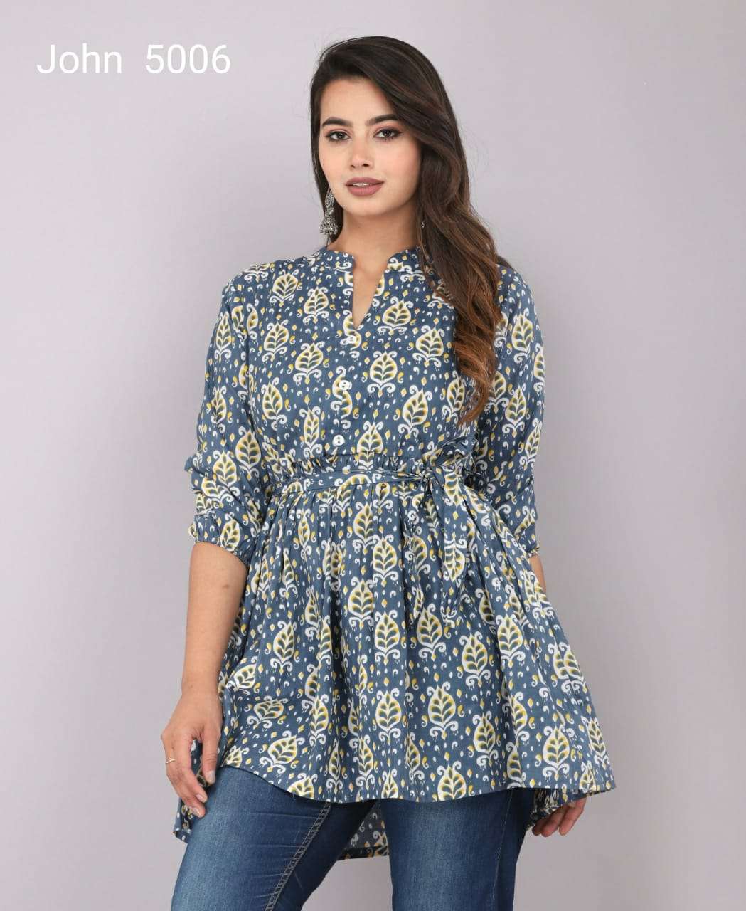 John-5006 By FF Beautiful Stylish Fancy Colorful Casual Wear & Ethnic Wear Cotton Print Tops At Wholesale Price