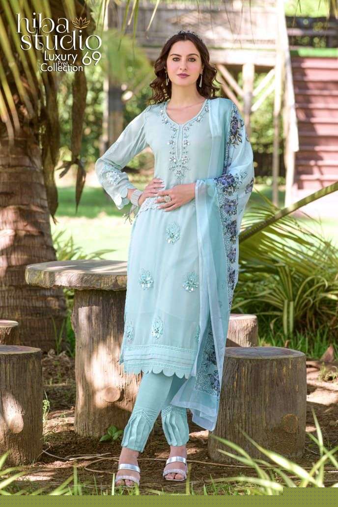 Luxury Pret Collection Vol-69 By Hiba Fashion 01 To 03 Series Beautiful Pakistani Suits Colorful Stylish Fancy Casual Wear & Ethnic Wear Pure Georgette Dresses At Wholesale Price