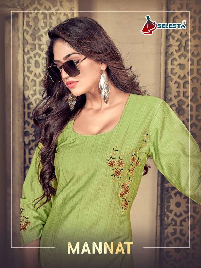 Mannat By Selesta 1001 To 1005 Series Designer Stylish Fancy Colorful Beautiful Party Wear & Ethnic Wear Collection Pure Viscose Kurtis At Wholesale Price