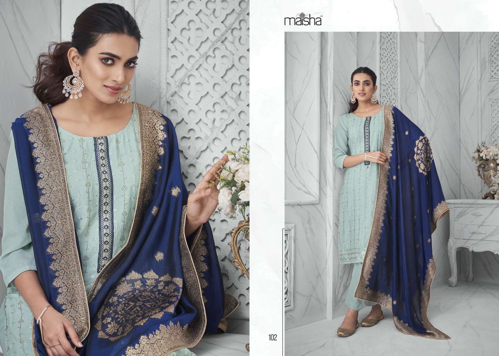 Masakali By Maisha 101 To 106 Series Designer Festive Suits Beautiful Fancy Stylish Colorful Party Wear & Occasional Wear Pure Chinnon Dresses At Wholesale Price