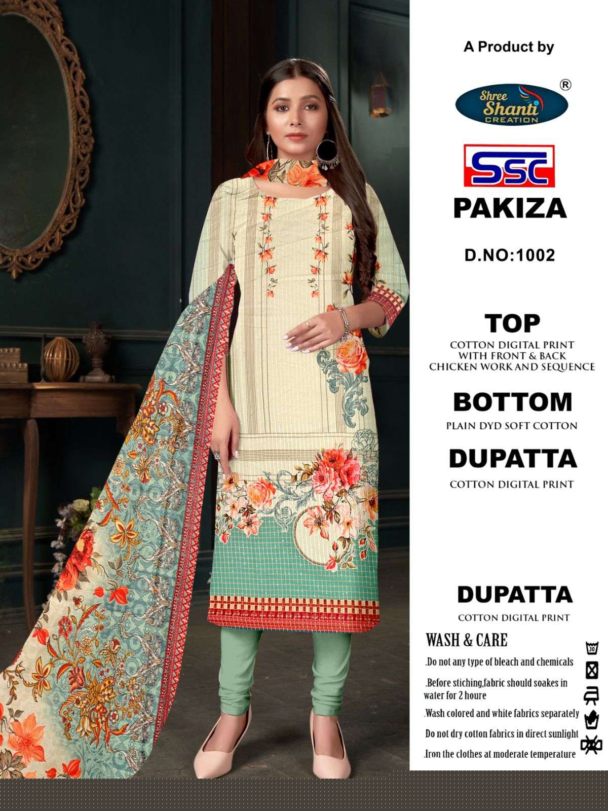 Pakiza By Shree Shanti Creation 1001 To 1008 Series Designer Pakistani Suits Beautiful Fancy Stylish Colorful Party Wear & Occasional Wear Pure Cotton Print With Embroidery Dresses At Wholesale Price