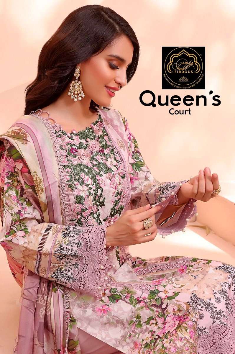 Queens Court By Firdous 1003 To 1004 Series Pakistani Suits Beautiful Fancy Colorful Stylish Party Wear & Occasional Wear Pure Cotton With Embroidery Dresses At Wholesale Price