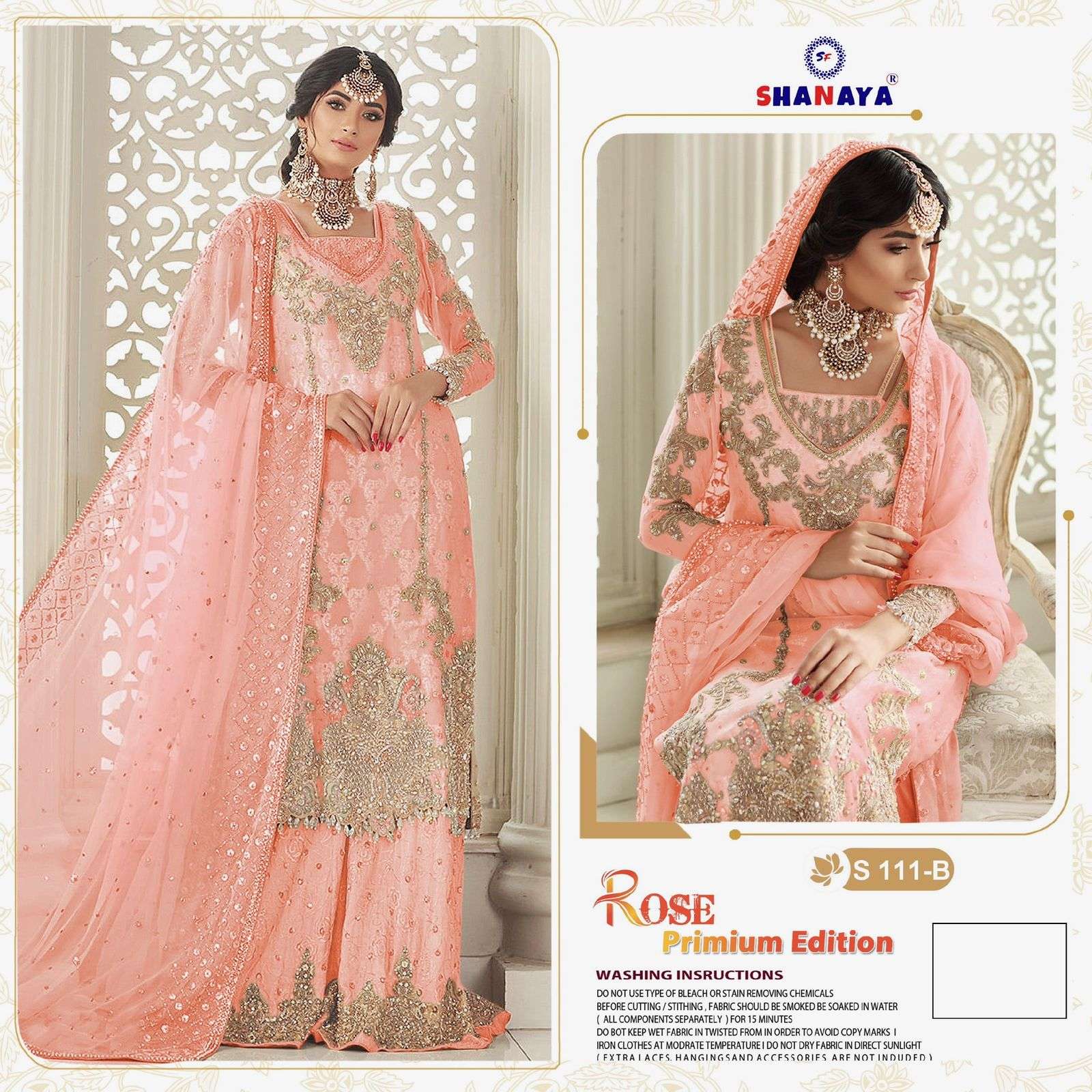 Rose Premium Edition By Shanaya Fashion S-111-A To S-111-D Series Pakistani Suits Beautiful Fancy Colorful Stylish Party Wear & Occasional Wear Faux Georgette With Embroidery Dresses At Wholesale Price