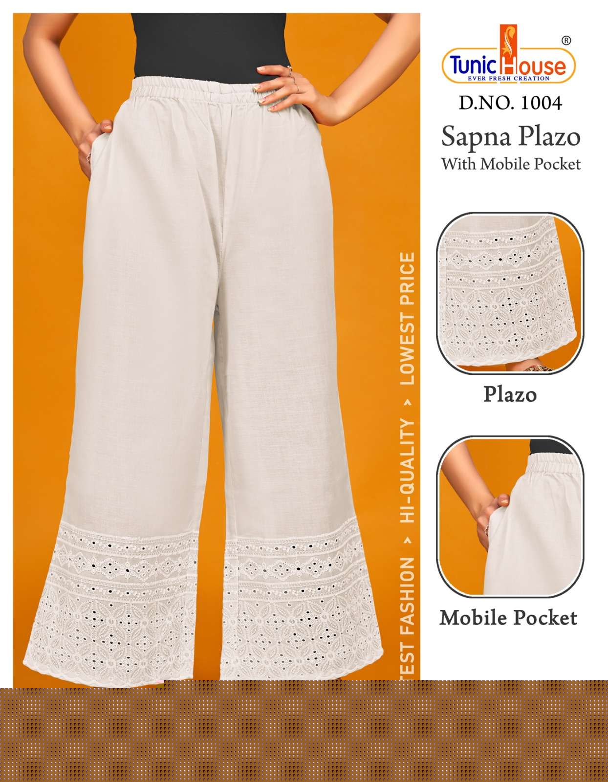 Sapna Plazo 1003 Series By Tunic House 1003 To 1007 Series Stylish Fancy Beautiful Colorful Casual Wear & Ethnic Wear Cotton Palazzo At Wholesale Price
