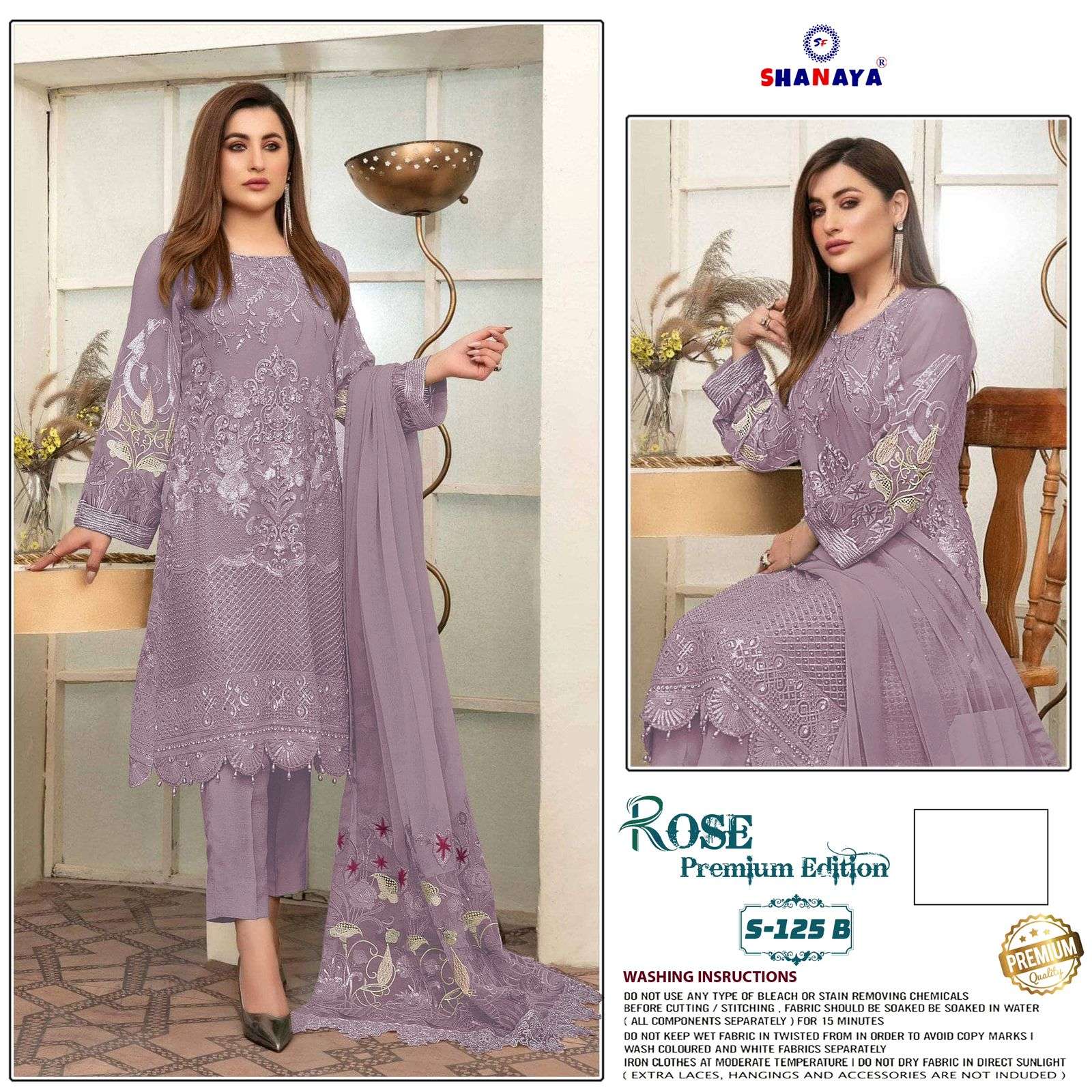 Shanaya Hit Design S-125 Colours By Shanaya Fashion S-125-A To S-125-F Series Pakistani Suits Beautiful Fancy Colorful Stylish Party Wear & Occasional Wear Faux Georgette Embroidery Dresses At Wholesale Price