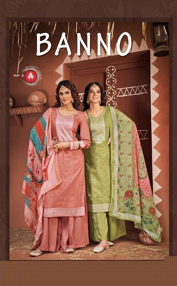 Banno By Triple AAA 10941 To 10946 Series Beautiful Stylish Festive Suits Fancy Colorful Casual Wear & Ethnic Wear & Ready To Wear Pure Muslin Jacquard Dresses At Wholesale Price