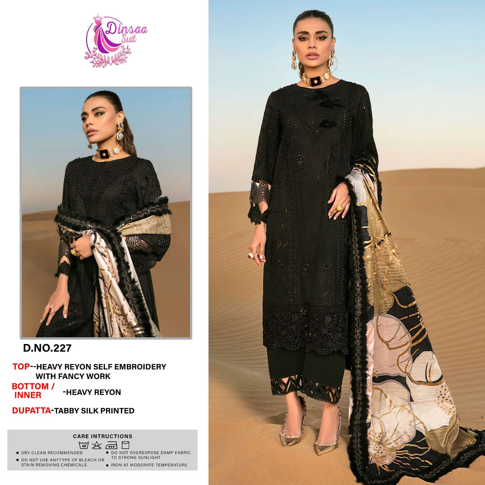 Dinsaa Hit Design 227 By Dinsaa Suits Beautiful Pakistani Suits Colorful Stylish Fancy Casual Wear & Ethnic Wear Heavy Rayon Embroidered Dresses At Wholesale Price