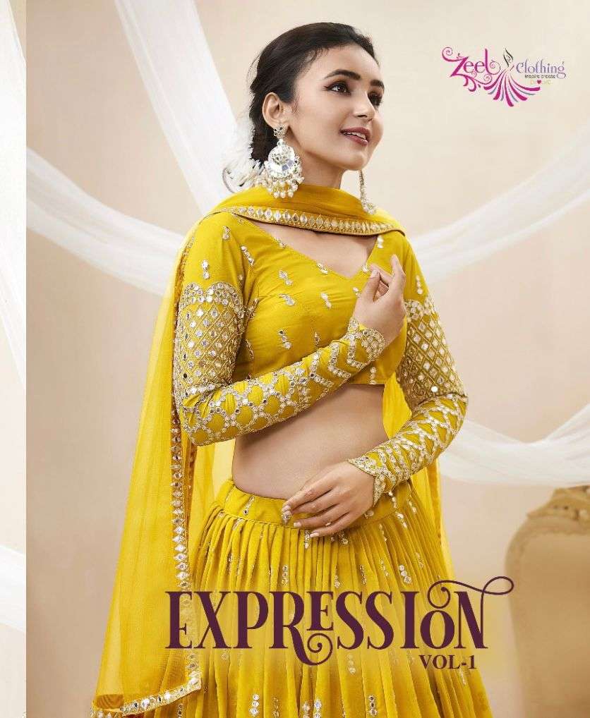 Expression Vol-1 By Zeel Clothing 301 To 311 Series Bridal Wear Collection Beautiful Stylish Colorful Fancy Party Wear & Occasional Wear Georgette Lehengas At Wholesale Price