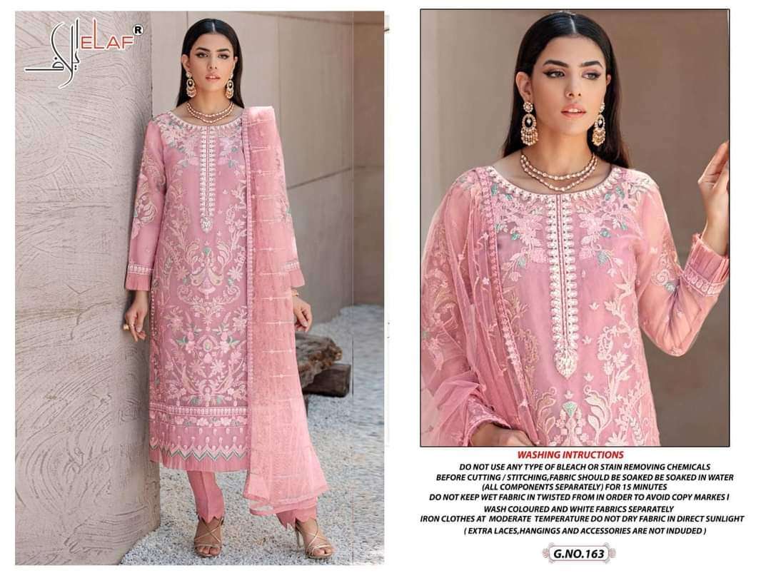 Elaf Hit Design 163 By Elaf Beautiful Pakistani Suits Colorful Stylish Fancy Casual Wear Faux Georgette Embroidered Dresses At Wholesale Price
