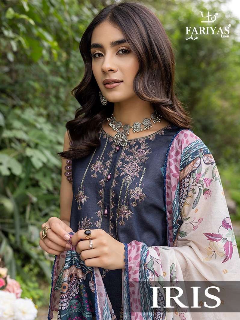Iris By Fariyas Lawn 01 To 05 Series Pakistani Suits Collection Beautiful Stylish Fancy Colorful Party Wear & Occasional Wear Cambric Digital Print Dresses At Wholesale Price