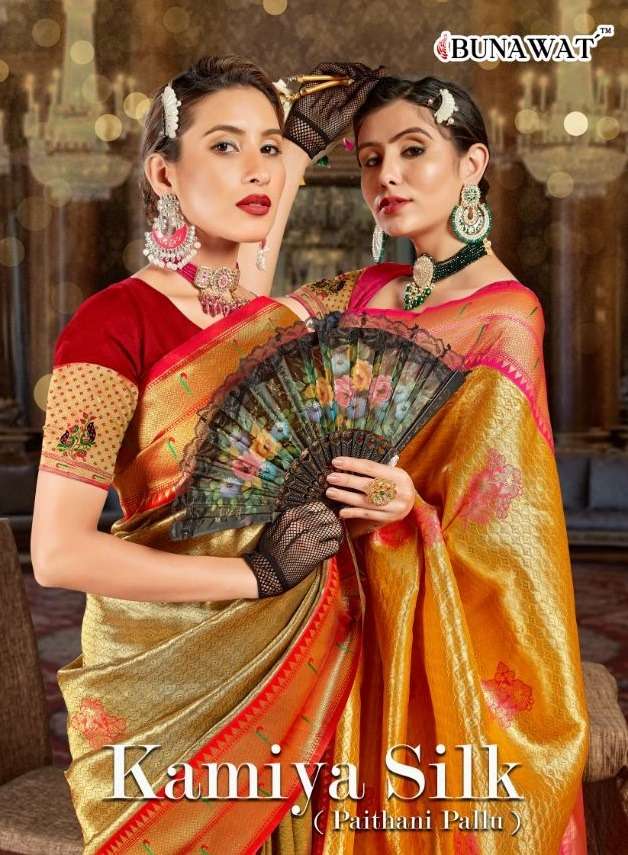 Kamiya Silk By Bunawat 1001 To 1006 Series Indian Traditional Wear Collection Beautiful Stylish Fancy Colorful Party Wear & Occasional Wear Silk Sarees At Wholesale Price