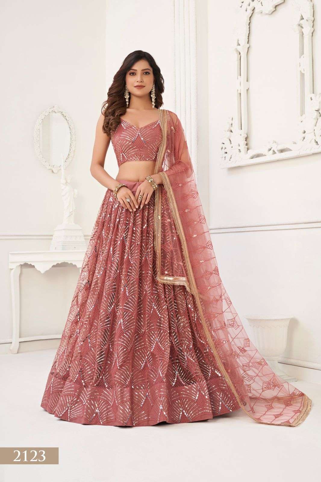 Kelaya Vol-5 By Narayani Fashion House 2122 To 2126 Series Indian Traditional Beautiful Stylish Designer Banarasi Silk Jacquard Embroidered Party Wear Net Lehengas At Wholesale Price
