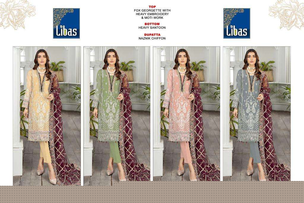 Libas 144 Colours By Libas 144-A To 144-D Series Beautiful Stylish Pakistani Suits Fancy Colorful Casual Wear & Ethnic Wear & Ready To Wear Faux Georgette Embroidered Dresses At Wholesale Price