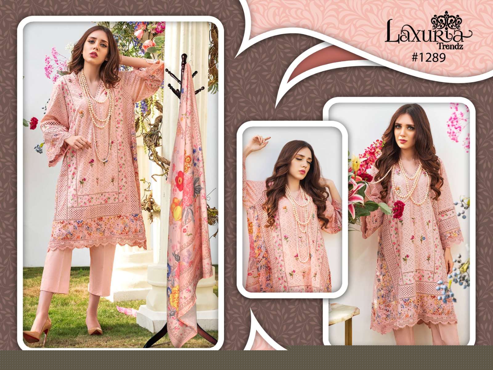 Luxuria Trendz Hit Design 1289 By Luxuria Designer Pakistani Suits Beautiful Stylish Fancy Colorful Party Wear & Occasional Wear Cambric Cotton Embroidered Dresses At Wholesale Price