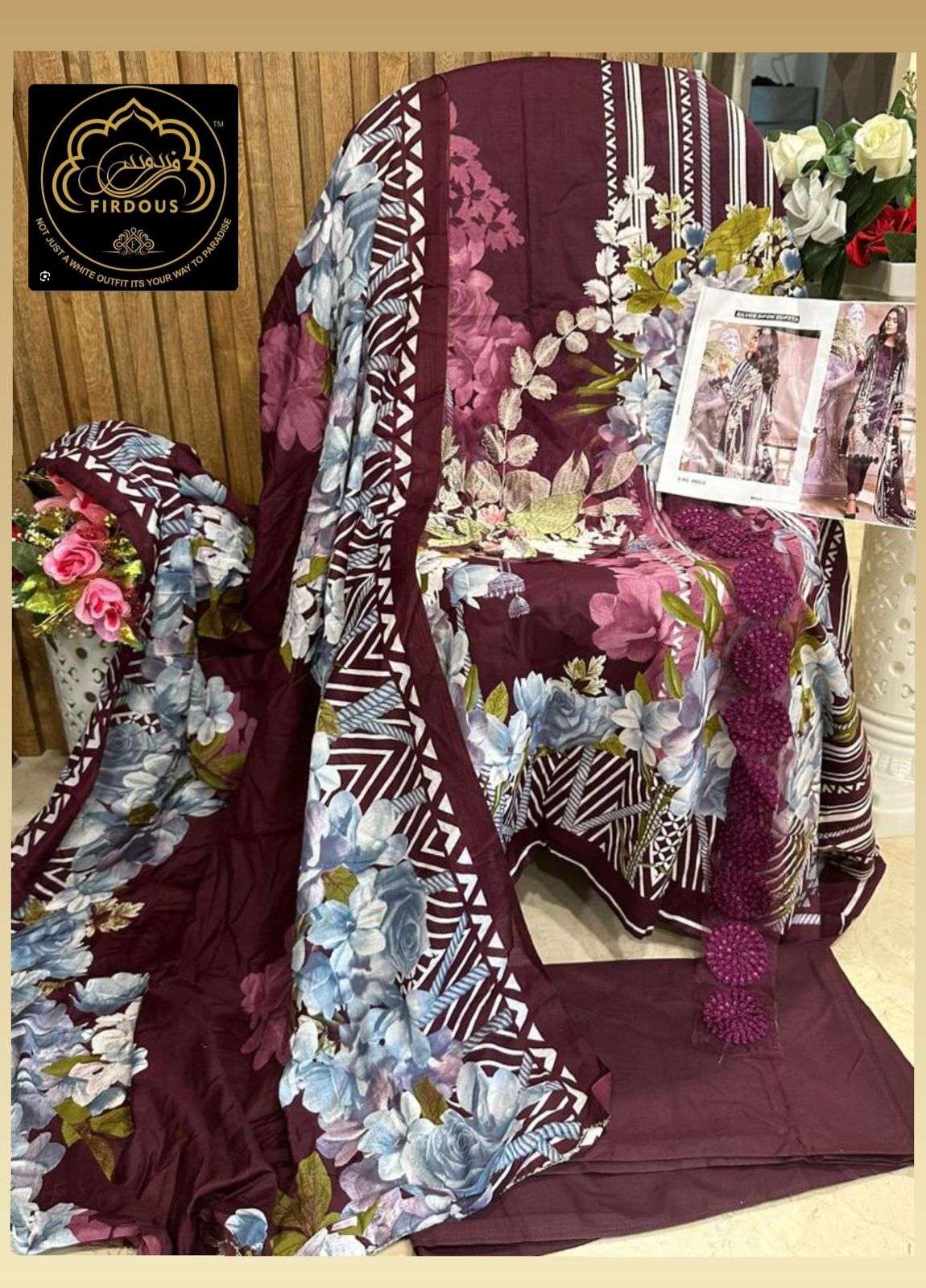 Mughal Color By Firdous 9003-A To 9003-D Series Beautiful Pakistani Suits Colorful Stylish Fancy Casual Wear & Ethnic Wear Pure Cotton Embroidered Dresses At Wholesale Price