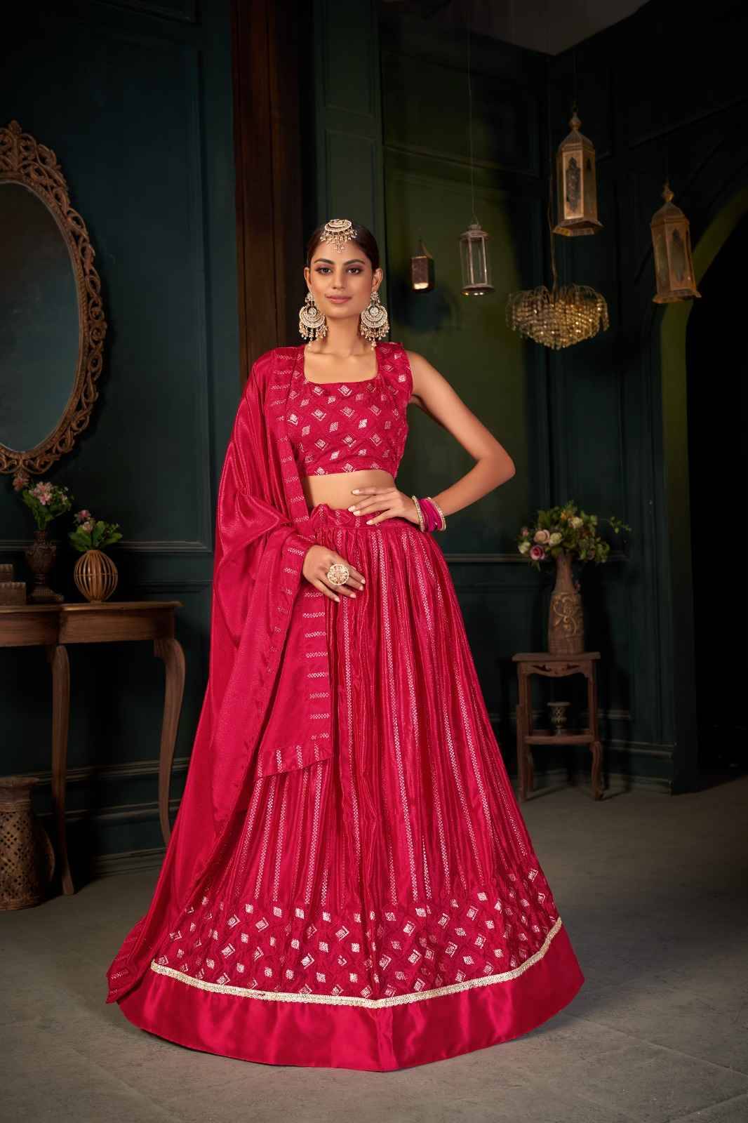 Nadira By Zeeya 6004 To 6006 Series Navratri Wear Collection Beautiful Stylish Colorful Fancy Party Wear & Occasional Wear Chinnon Lehengas At Wholesale Price
