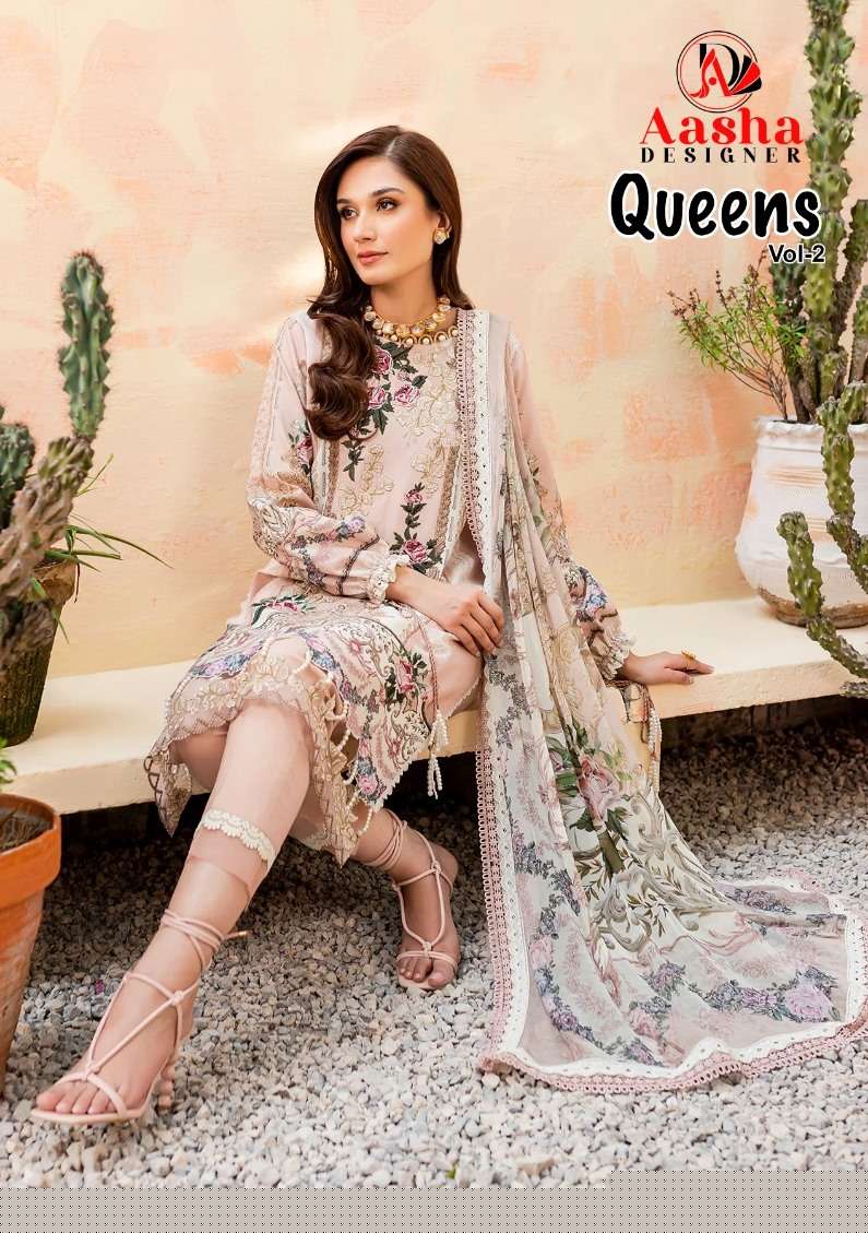 Queens Vol-2 By Aashna Designer 1008 To 1011 Series Designer Pakistani Suits Beautiful Fancy Stylish Colorful Party Wear & Occasional Wear Pure Cotton Print With Embroidery Dresses At Wholesale Price