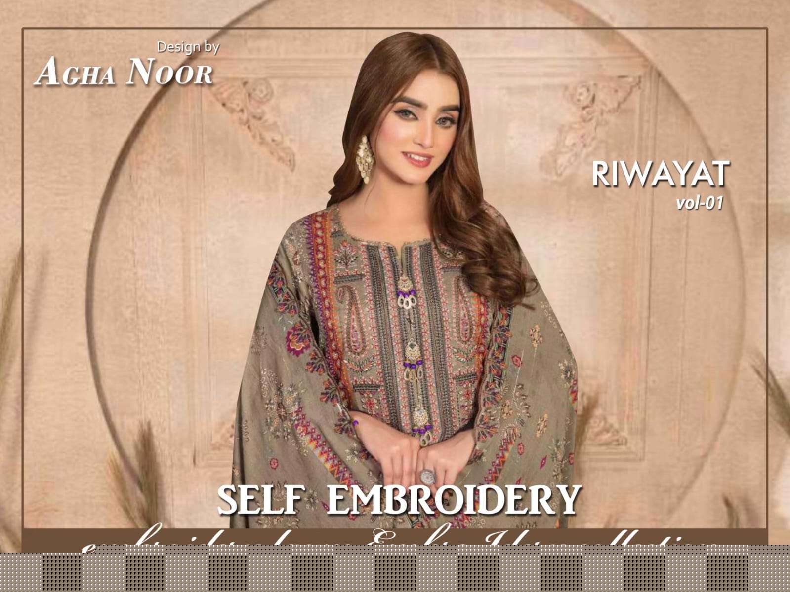 Riwayat Vol-1 By Agha Noor 1001 To 1010 Series Beautiful Stylish Suits Fancy Colorful Casual Wear & Ethnic Wear & Ready To Wear Pure Lawn Printed Dresses At Wholesale Price