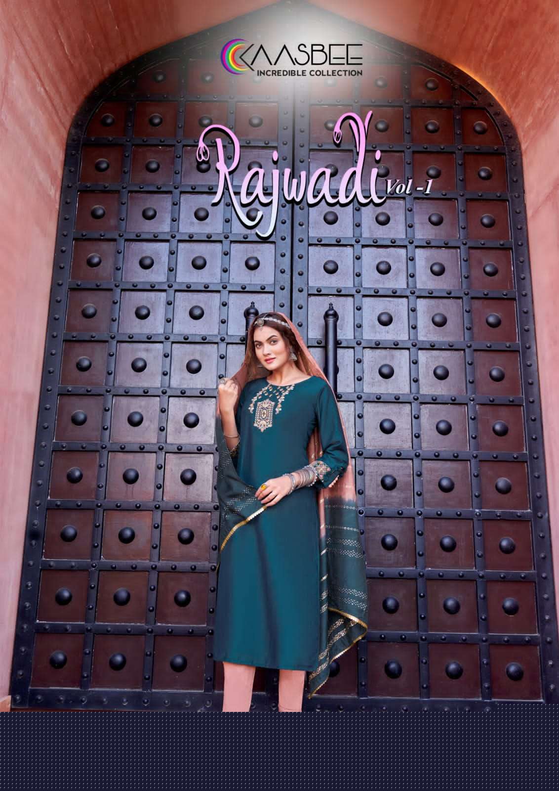 Rajwadi Vol-1 By Kaasbee 1001 To 1006 Series Beautiful Stylish Festive Suits Fancy Colorful Casual Wear & Ethnic Wear & Ready To Wear Pure Viscose Chinnon Dresses At Wholesale Price