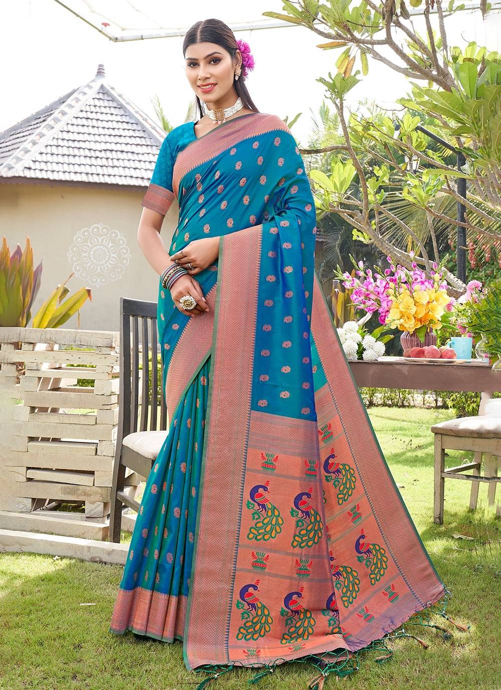 Raveena Silk By Sangam Prints 1001 To 1006 Series Indian Traditional Wear Collection Beautiful Stylish Fancy Colorful Party Wear & Occasional Wear Paithani Silk Sarees At Wholesale Price