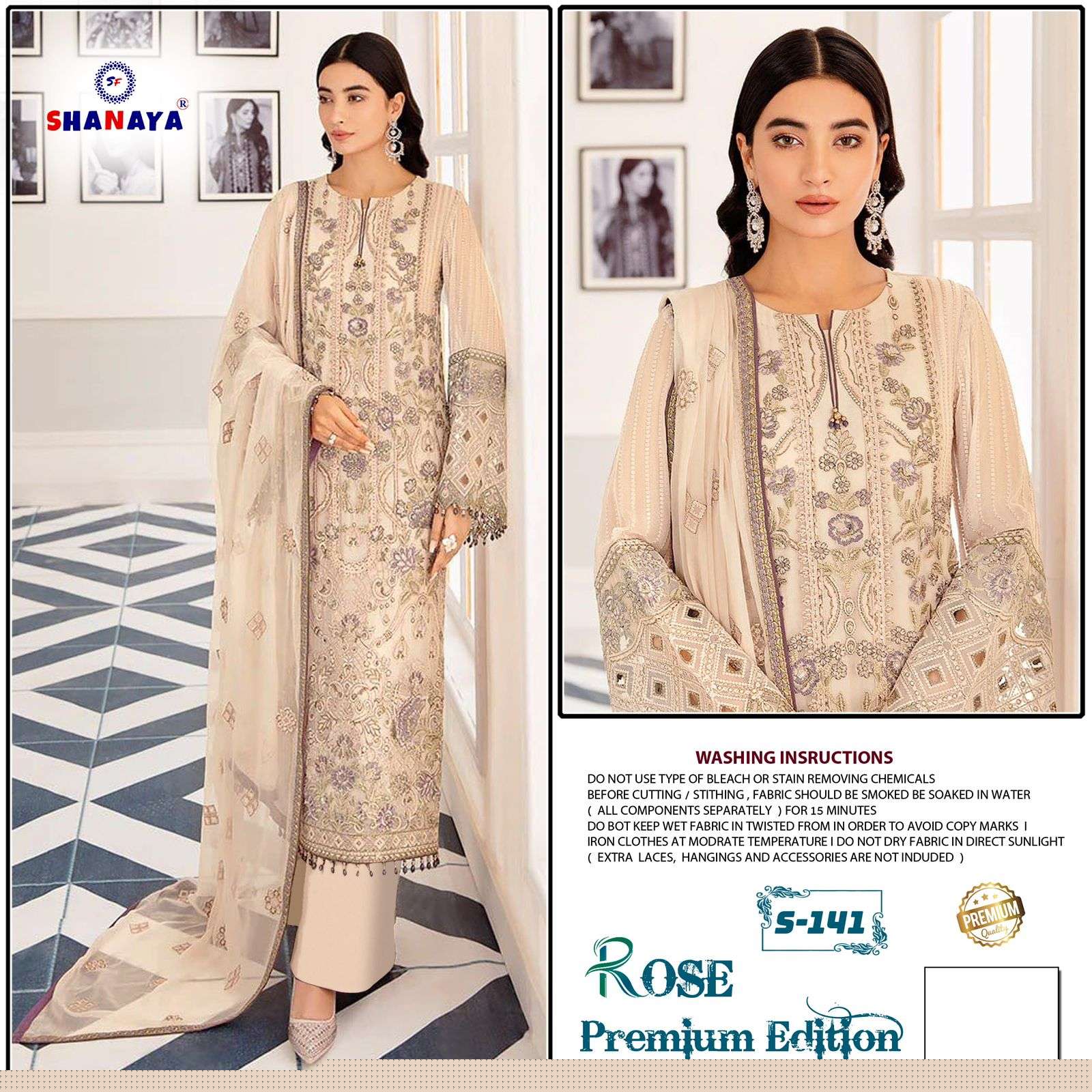 Shanaya Hit Design S-141 By Shanaya Fashion Designer Pakistani Suits Beautiful Fancy Colorful Stylish Party Wear & Occasional Wear Faux Georgette With Embroidered Dresses At Wholesale Price