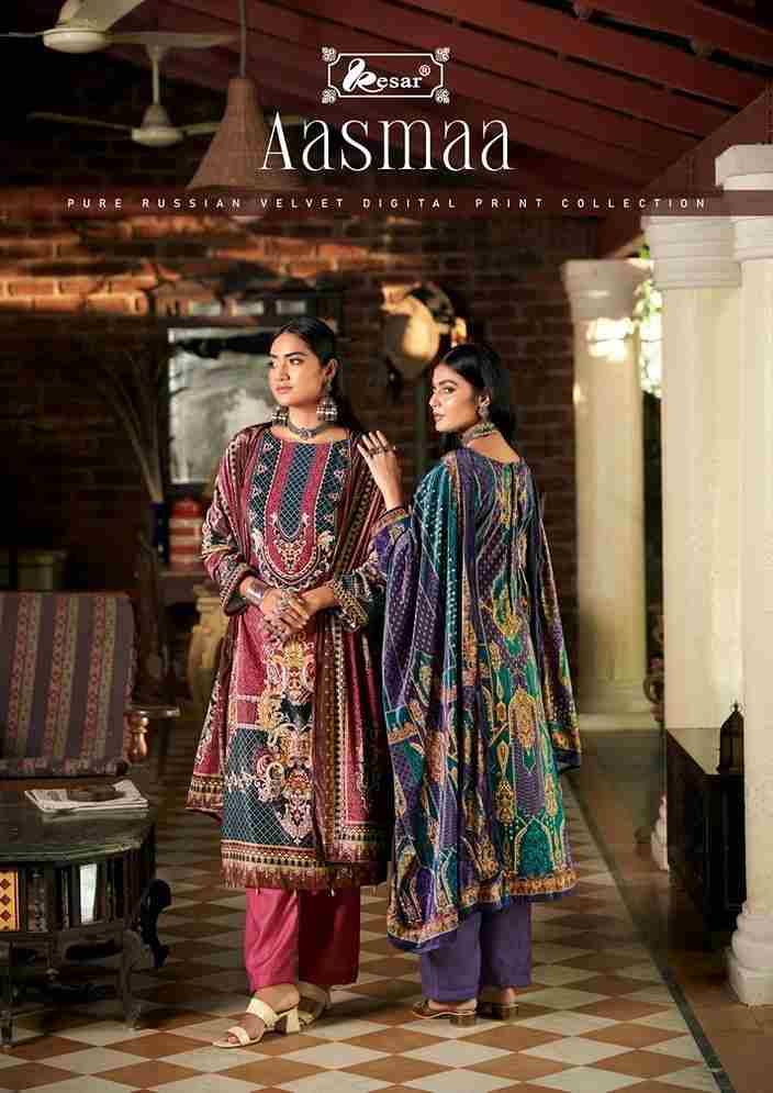 Aasmaa By Kesar 182-001 To 182-006 Series Designer Festive Suits Beautiful Stylish Fancy Colorful Party Wear & Occasional Wear Pure Russian Velvet Dresses At Wholesale Price