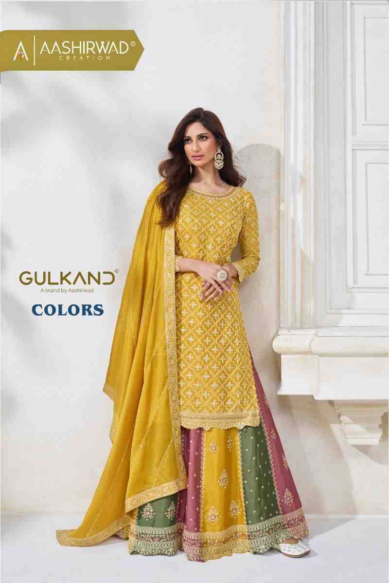 Colors By Aashirwad Creation 9701 To 9703 Series Beautiful Festive Suits Colorful Stylish Fancy Casual Wear & Ethnic Wear Chinnon Silk Dresses At Wholesale Price