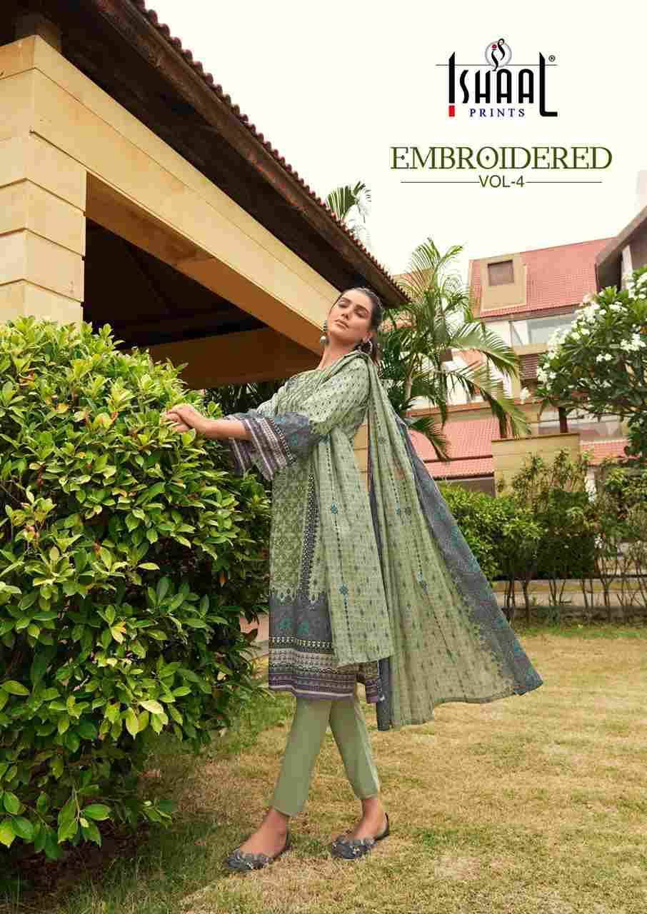 Embroidered Lawn Vol-4 By Ishaal Prints 4001 To 4010 Series Beautiful Festive Suits Colorful Stylish Fancy Casual Wear & Ethnic Wear Pure Lawn Dresses At Wholesale Price