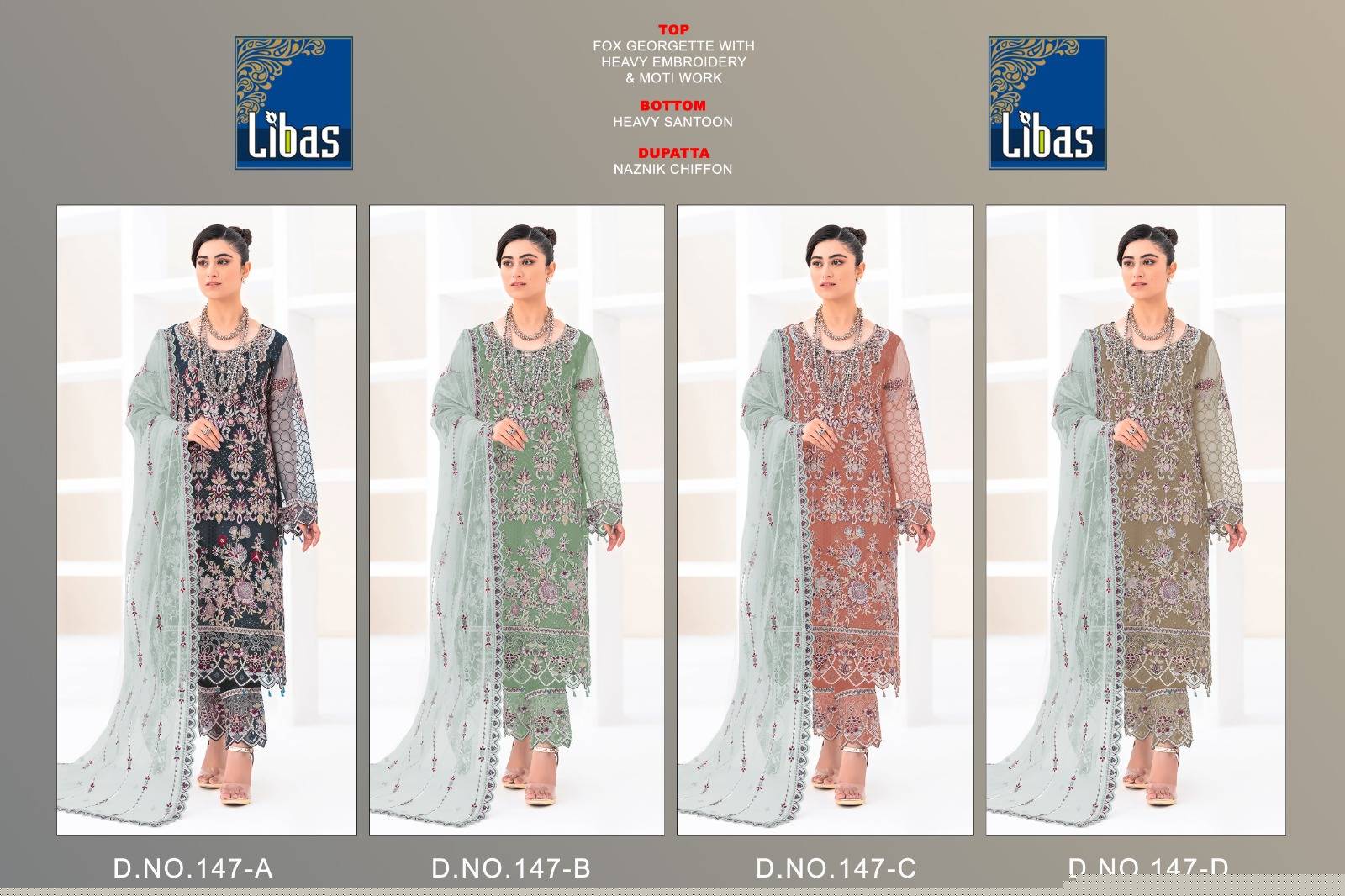 Libas 147 Colours By Libas 147-A To 147-D Series Beautiful Stylish Pakistani Suits Fancy Colorful Casual Wear & Ethnic Wear & Ready To Wear Faux Georgette Embroidered Dresses At Wholesale Price