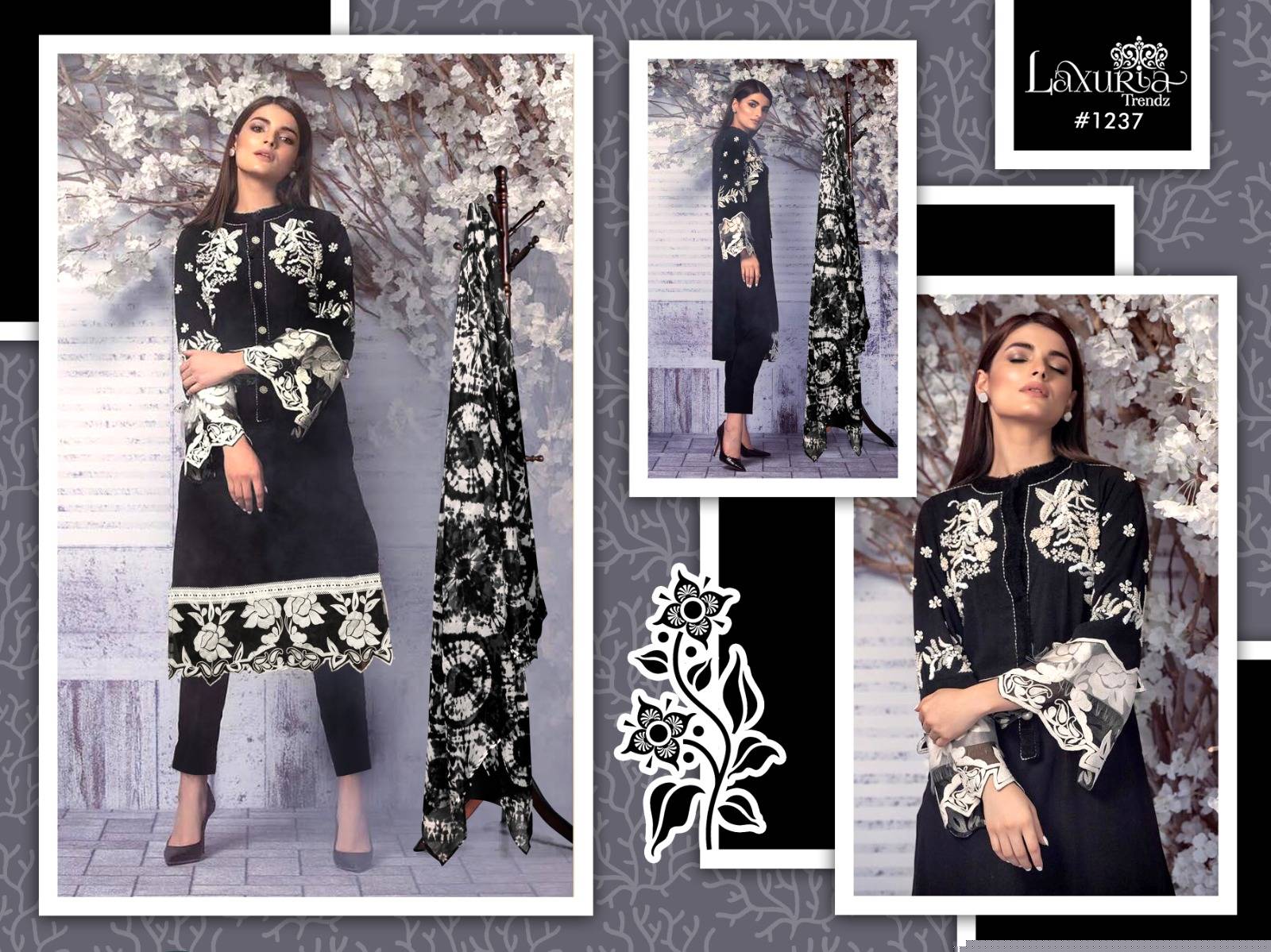 Luxuria Trendz Hit Design 1237 By Luxuria Designer Pakistani Suits Beautiful Fancy Colorful Stylish Party Wear & Occasional Wear Faux Georgette Embroidered Dresses At Wholesale Price