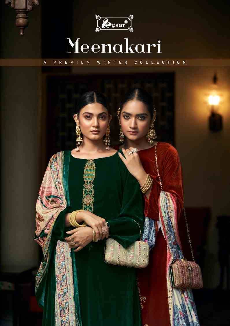 Meenakari By Kesar 185-001 To 185-006 Series Beautiful Stylish Festive Suits Fancy Colorful Casual Wear & Ethnic Wear & Ready To Wear Pure Viscose Velvet Print With Work Dresses At Wholesale Price