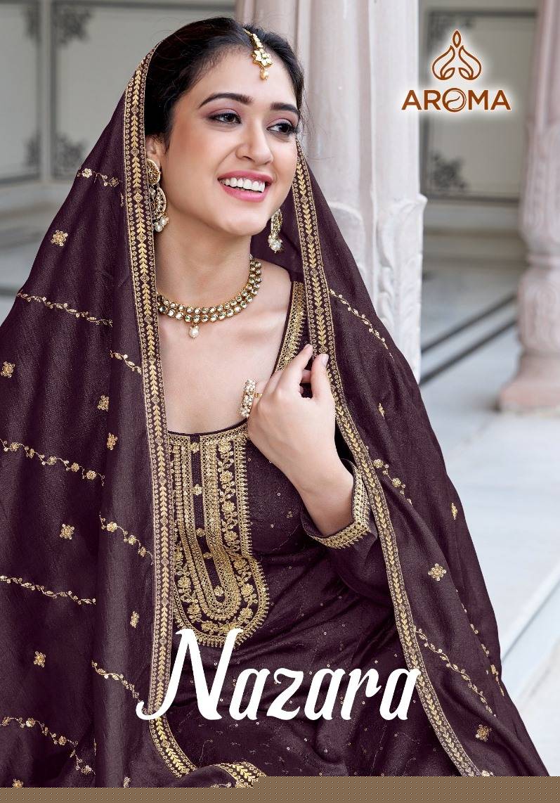 Nazara By Aroma 1001 To 1004 Series Beautiful Festive Suits Stylish Fancy Colorful Party Wear & Occasional Wear Premium Silk With Embroidery Dresses At Wholesale Price