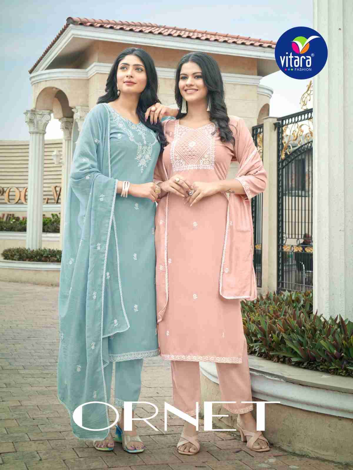 Ornet By Vitara 1001 To 1004 Series Beautiful Festive Suits Colorful Stylish Fancy Casual Wear & Ethnic Wear Slub Cotton Dresses At Wholesale Price