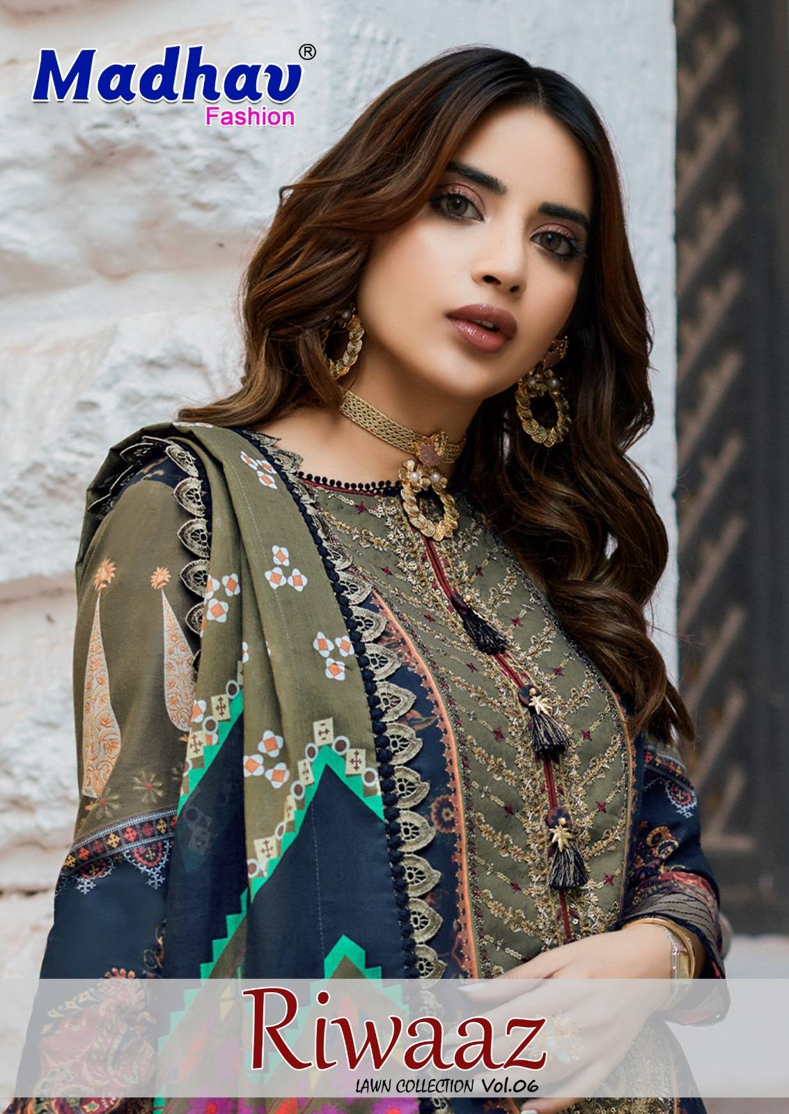 Riwaaz Vol-6 By Madhav Fashion 6001 To 6006 Series Beautiful Stylish Suits Fancy Colorful Casual Wear & Ethnic Wear & Ready To Wear Pure Lawn Cotton Dresses At Wholesale Price