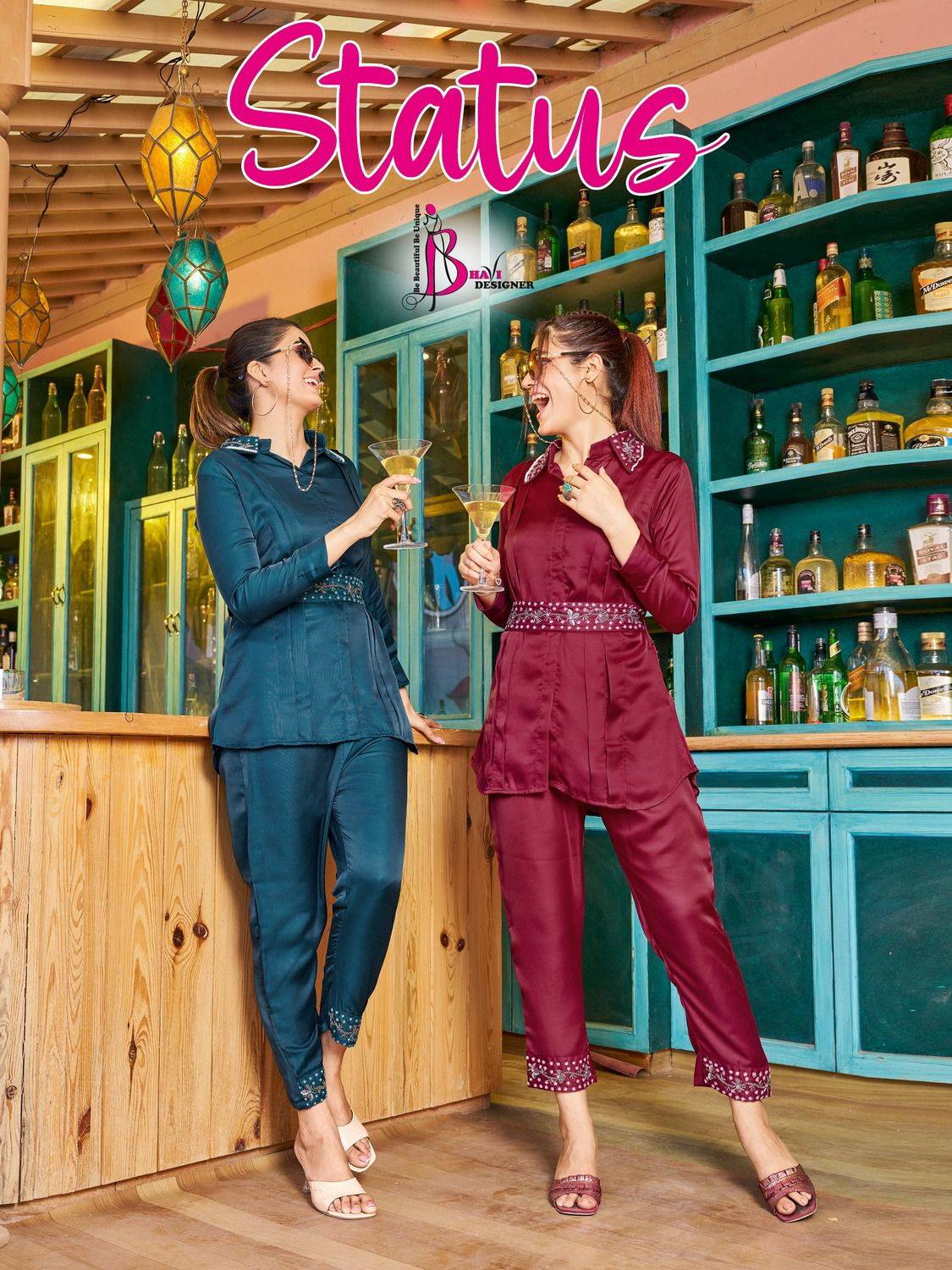 Status By Bhavi Designer 1001 To 1003 Series Designer Stylish Fancy Colorful Beautiful Party Wear & Ethnic Wear Collection Satin Co-Ord At Wholesale Price