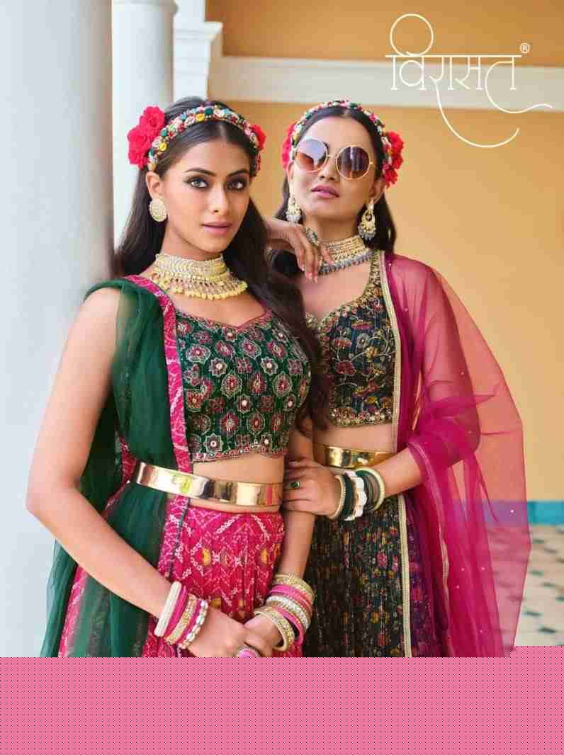 Saanvi By Virasat Designer Beautiful Festive Collection Occasional Wear & Party Wear Pure Chinnon Embroidered Lehengas At Wholesale Price