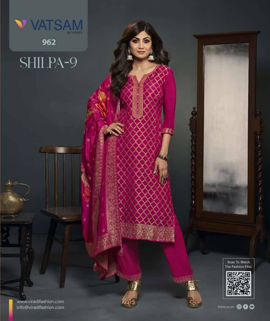 Shilpa Vol-9 By Vatsam 961 To 965 Series Designer Festive Suits Collection Beautiful Stylish Fancy Colorful Party Wear & Occasional Wear Pure Viscose Dola Dresses At Wholesale Price