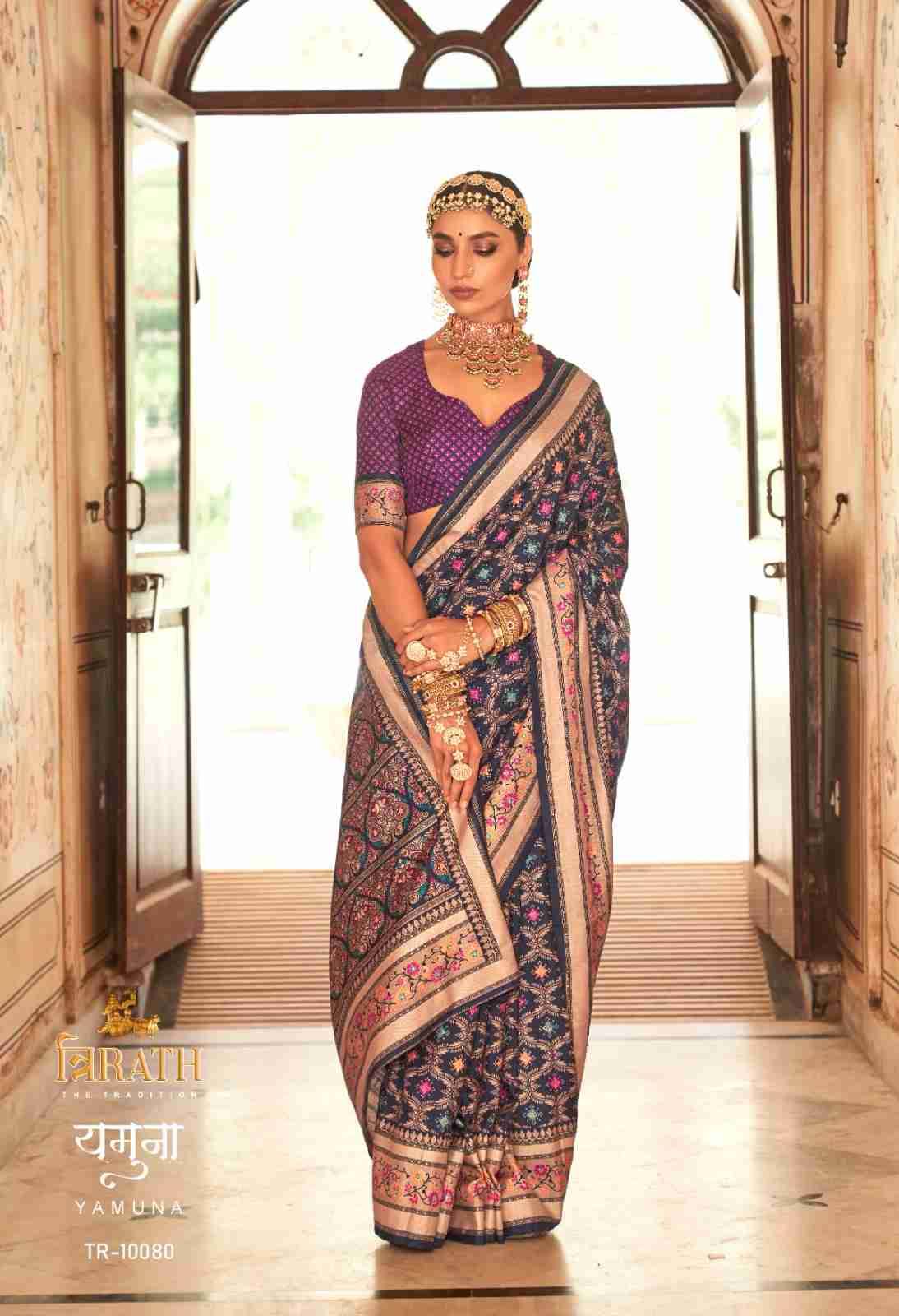 Yamuna By Trirath 10079 To 10087 Series Indian Traditional Wear Collection Beautiful Stylish Fancy Colorful Party Wear & Occasional Wear Banarasi Silk Sarees At Wholesale Price