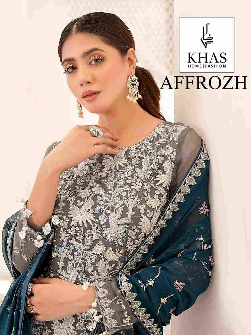 Affrozh By Khas 045 To 047 Series Designer Pakistani Suits Beautiful Stylish Fancy Colorful Party Wear & Occasional Wear Faux Georgette With Embroidery Dresses At Wholesale Price