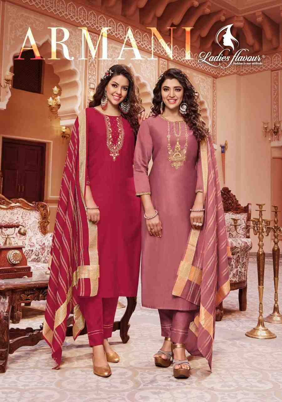Armani By Ladies Flavour 1001 To 1006 Series Festive Suits Beautiful Fancy Colorful Stylish Party Wear & Occasional Wear Pure Viscose Dresses At Wholesale Price