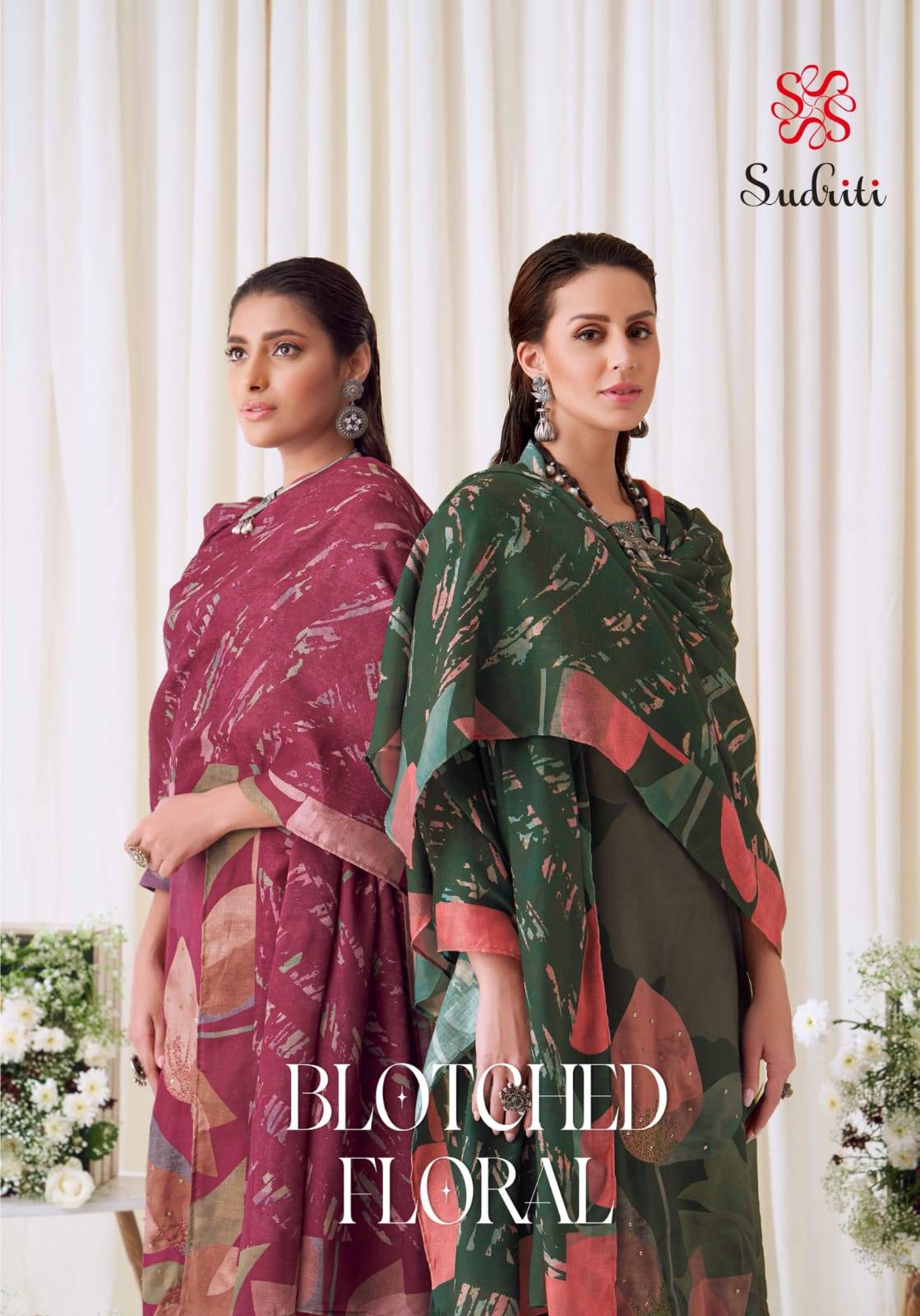 Blotched Floral By Sudriti Beautiful Stylish Festive Suits Fancy Colorful Casual Wear & Ethnic Wear & Ready To Wear Pashmia Twill Digital Print Dresses At Wholesale Price