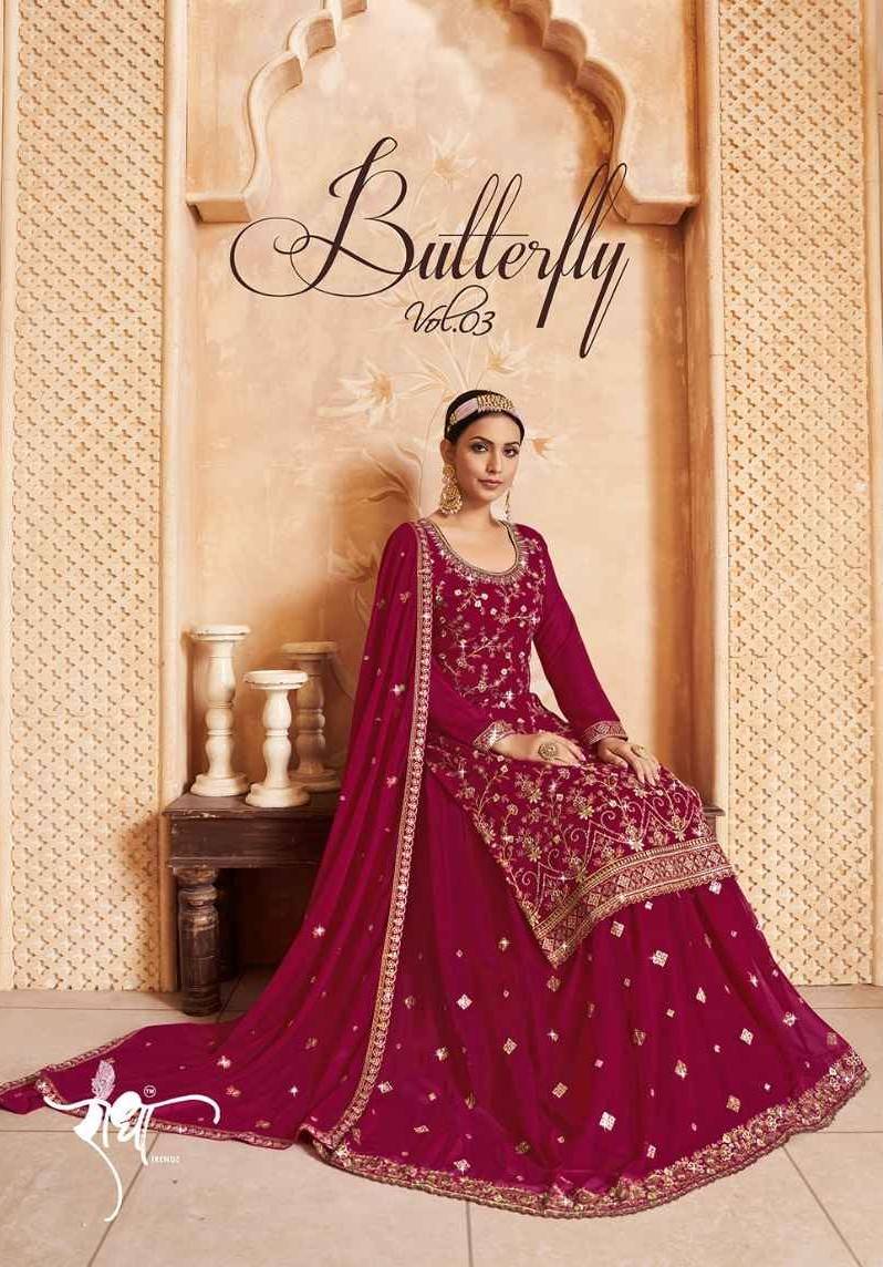 Butterfly Vol-3 By Radha Trendz 1121 To 1124 Designer Suits Beautiful Fancy Colorful Stylish Party Wear & Occasional Wear Georgette Embroidered Dresses At Wholesale Price