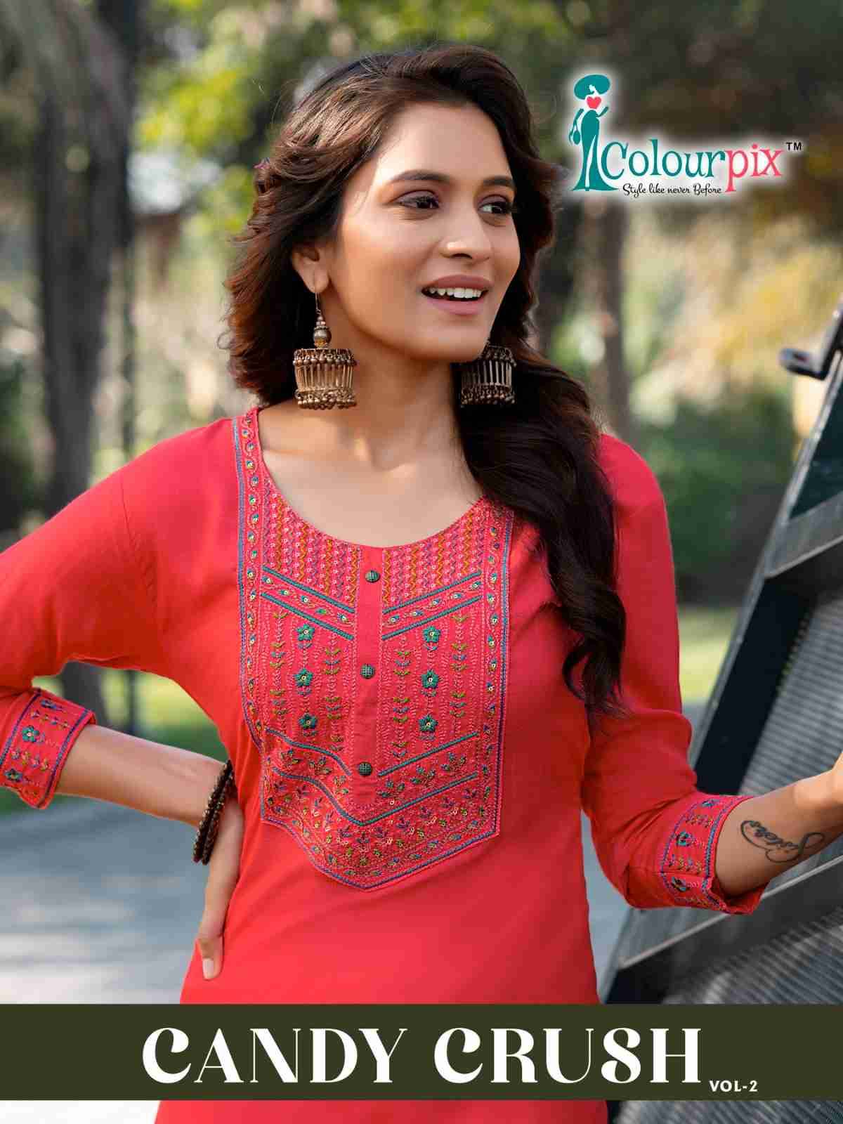 Candy Crush Vol-2 By Colourpix 1001 To 1006 Series Designer Stylish Fancy Colorful Beautiful Party Wear & Ethnic Wear Collection Heavy Rayon Slub Kurtis At Wholesale Price